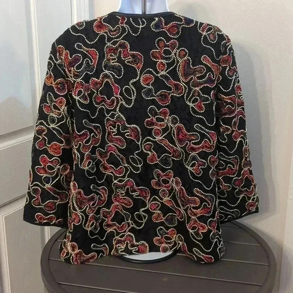 Dennis Basso Soutache Lace Jacket with Faux leather trim - Picture 4 of 10